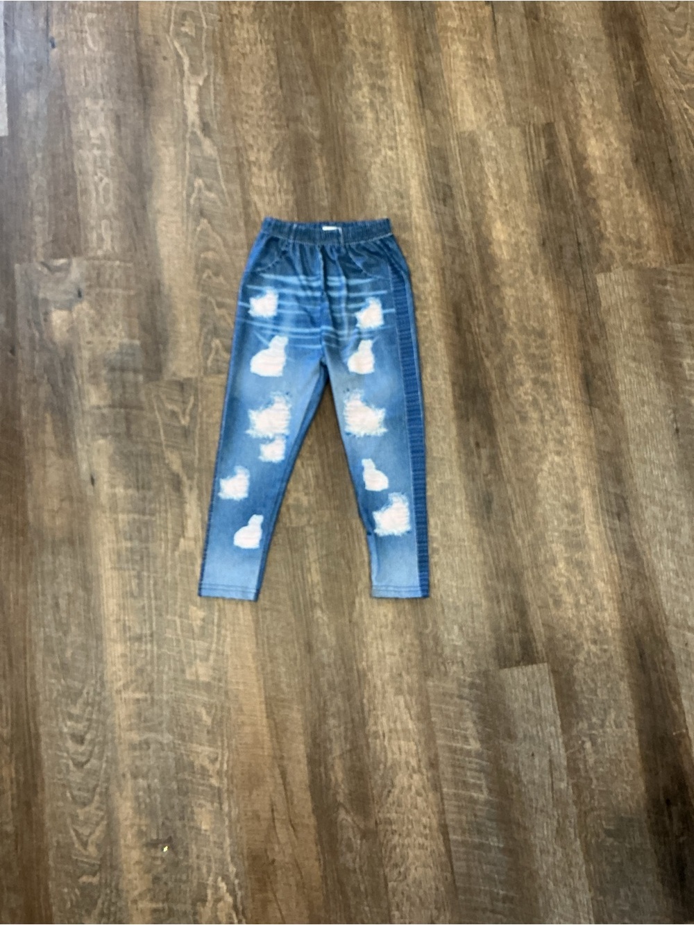 Girls Distressed Blue Denim Jeggings - Brand Unspecified